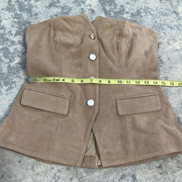 NWT Cami NYC Zamora Suede Leather Corset Vest Incense Tan Sz 8 - Picture 11 of 16